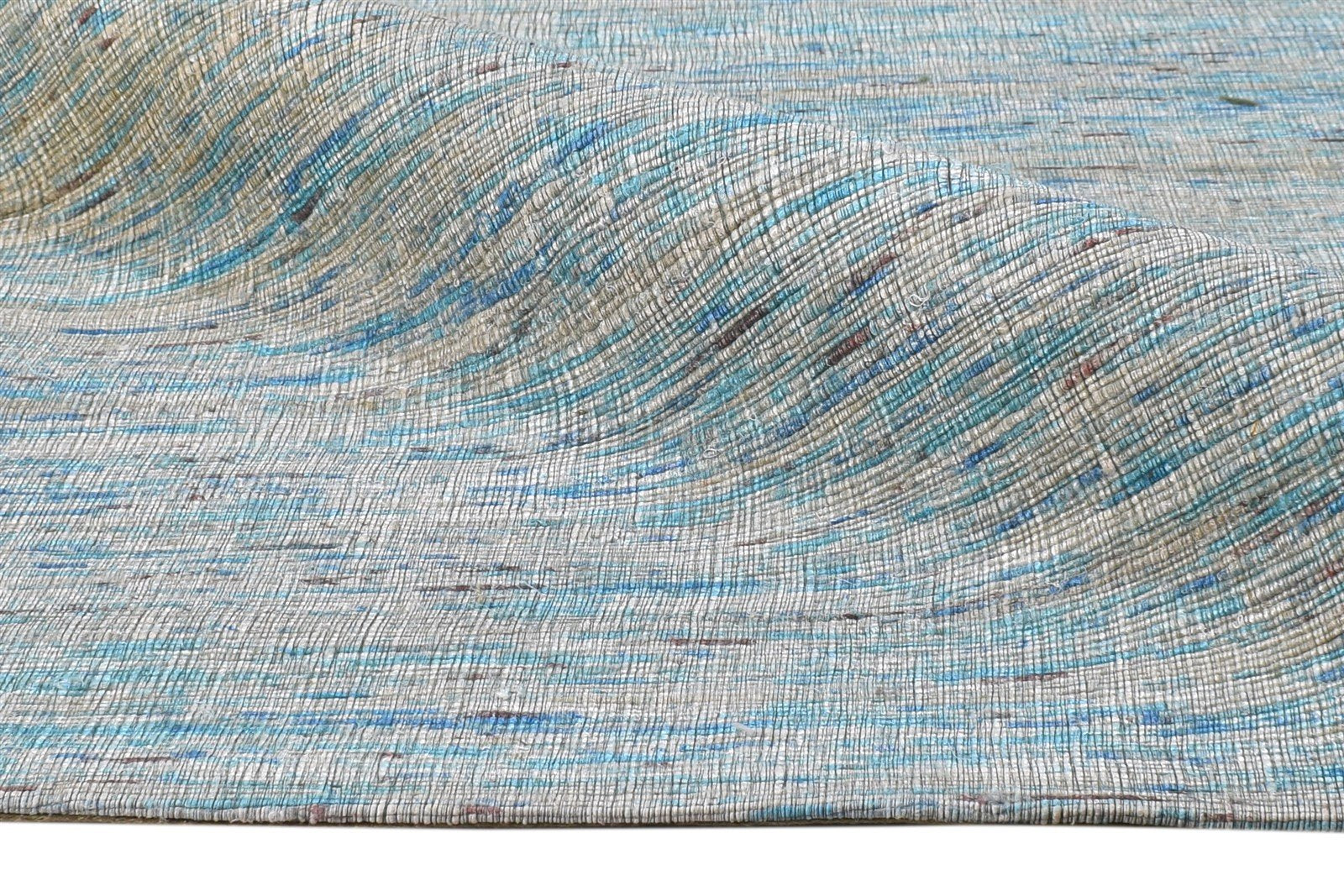Blue Silk Rug 5' X 8' Modern Hand Woven Scandinavian Solid Room Size Carpet   7864664490133