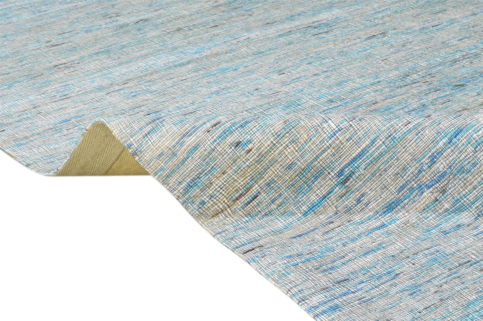 Blue Silk Rug 5' X 8' Modern Hand Woven Scandinavian Solid Room Size Carpet   7864664490133