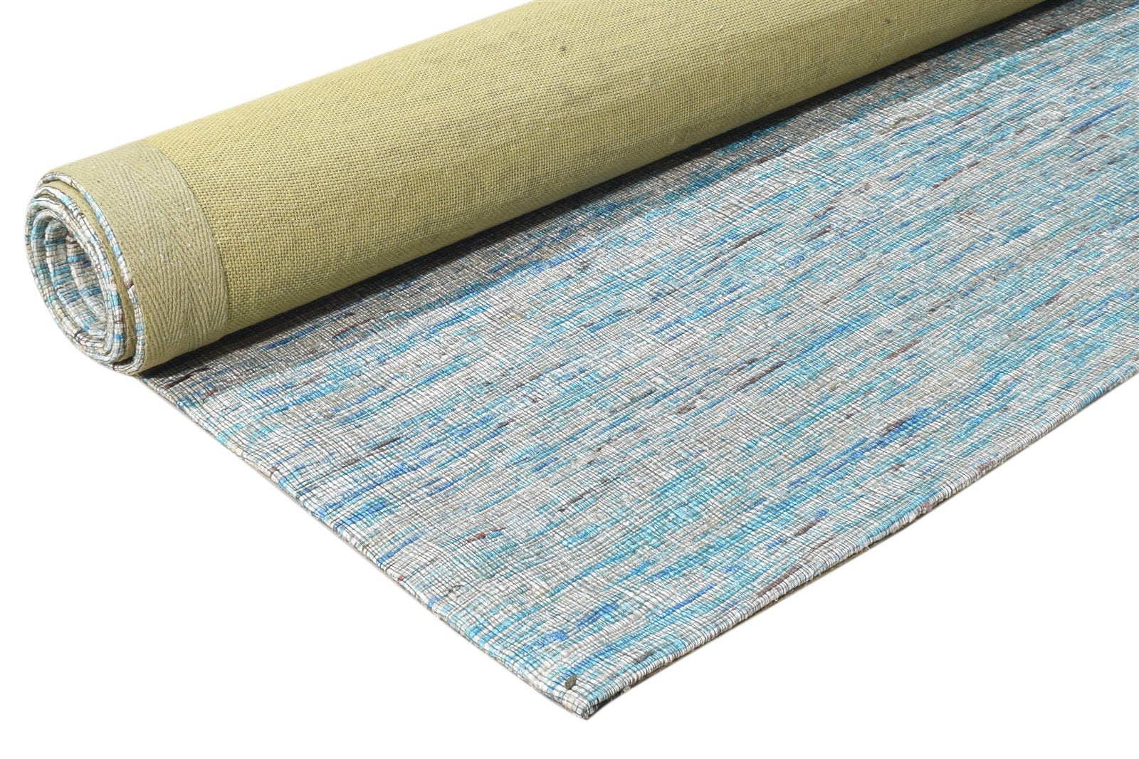 Blue Silk Rug 5' X 8' Modern Hand Woven Scandinavian Solid Room Size Carpet   7864664490133