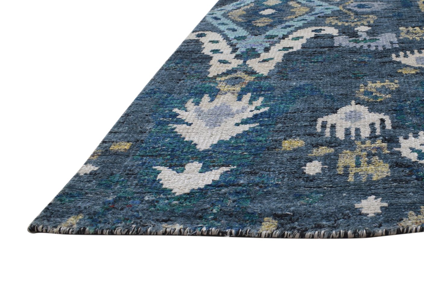 Blue Silk Rug 5' X 8' Persian Hand Knotted Oriental Ikat Room Size Carpet   7864905695381