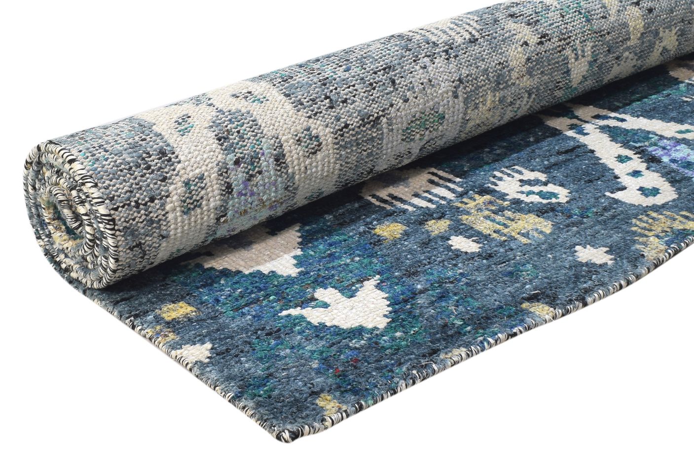 Blue Silk Rug 5' X 8' Persian Hand Knotted Oriental Ikat Room Size Carpet   7864905695381