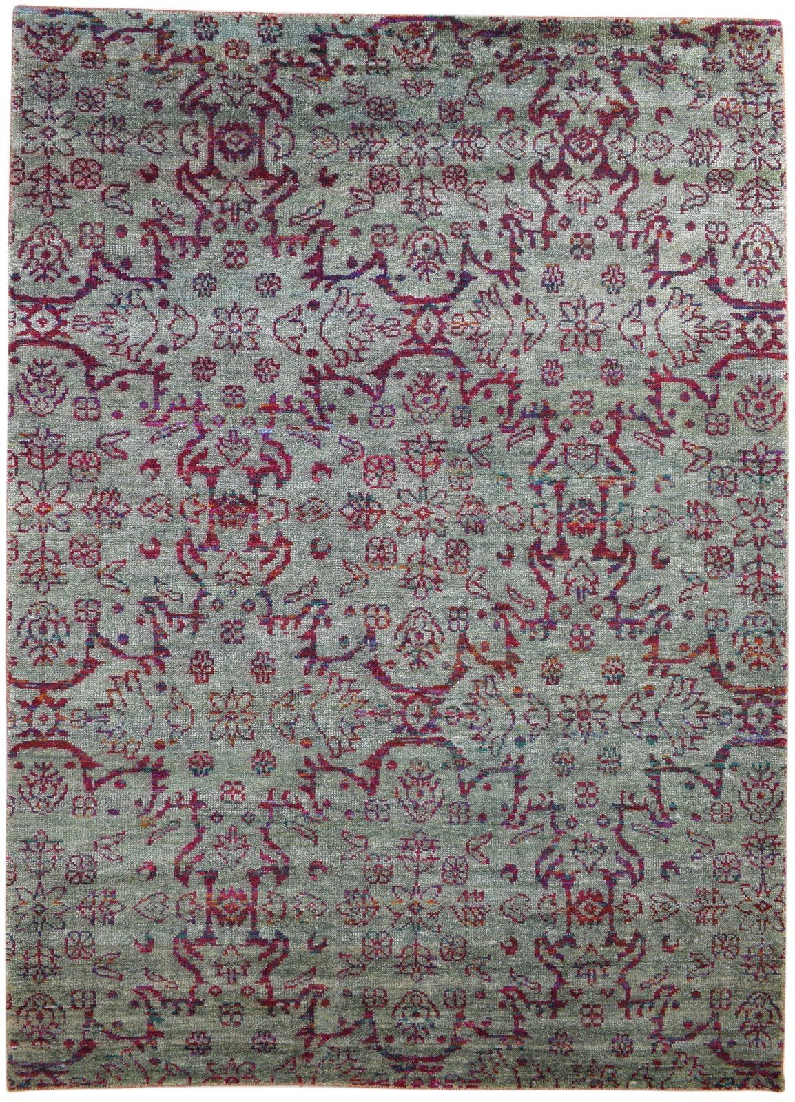 Blue Silk Rug 7' X 10' Modern Hand Knotted Moroccan Trellis Large Carpet   7860694712469