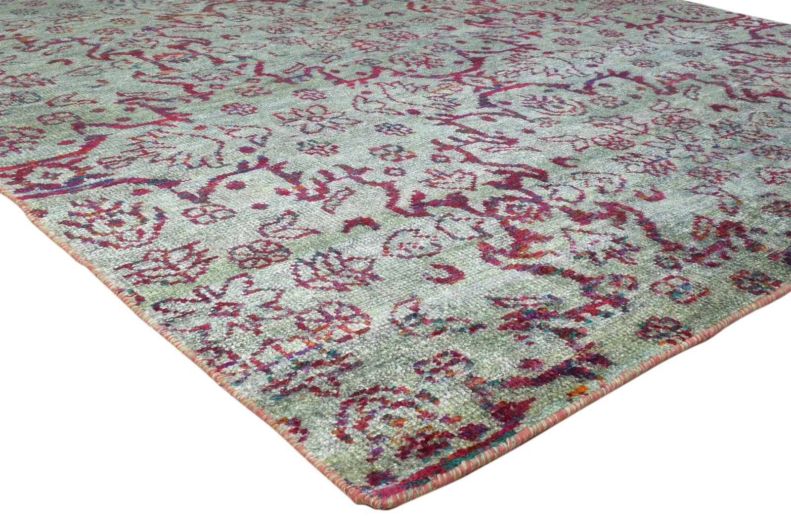 Blue Silk Rug 7' X 10' Modern Hand Knotted Moroccan Trellis Large Carpet   7860694712469