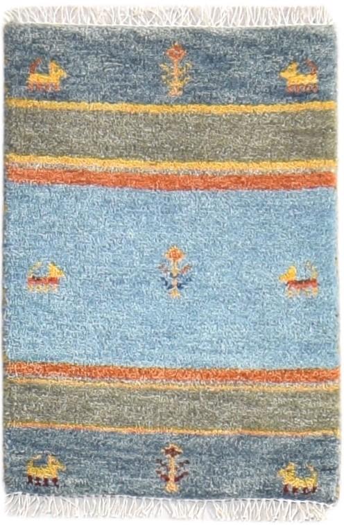 Blue Wool Rug 1' X 2' Southwestern Hand Knotted American Tribal Small Carpet   7865057968277