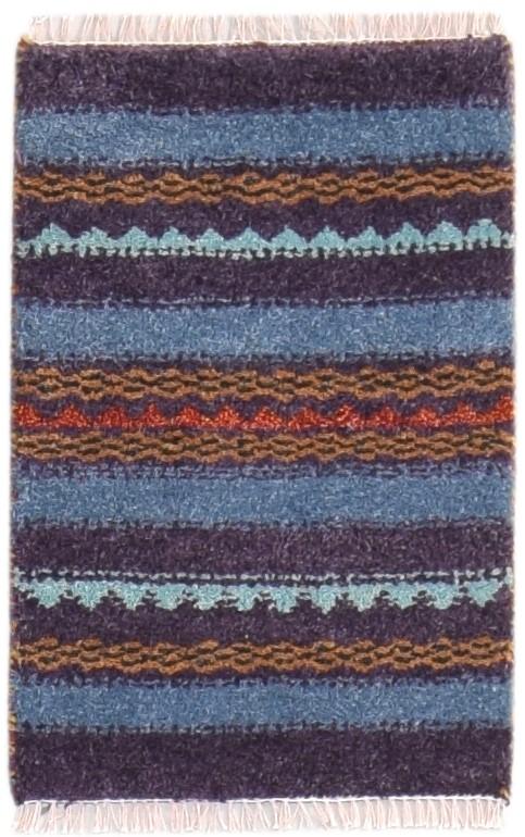 Blue Wool Rug 1' X 2' Southwestern Hand Knotted Gabbeh Tribal Small Carpet   7865099059349