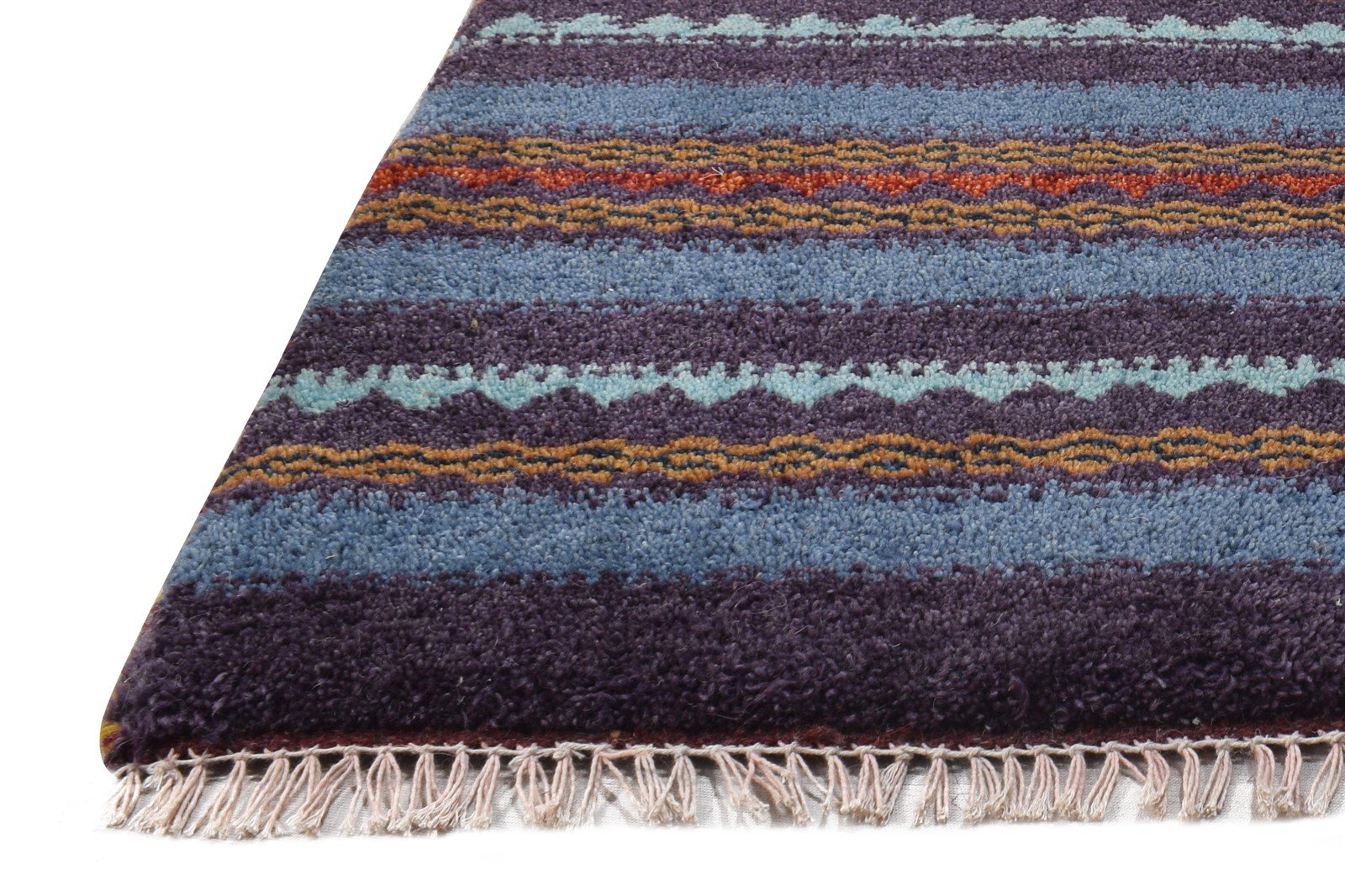 Blue Wool Rug 1' X 2' Southwestern Hand Knotted Gabbeh Tribal Small Carpet   7865099059349