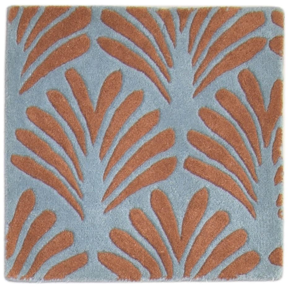 Blue Wool Rug 2' X 2' Modern Hand Tufted French Floral Small Carpet   7864125259925