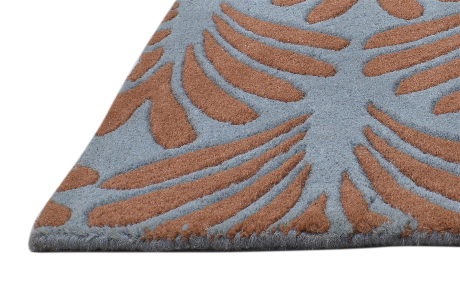 Blue Wool Rug 2' X 2' Modern Hand Tufted French Floral Small Carpet   7864125259925