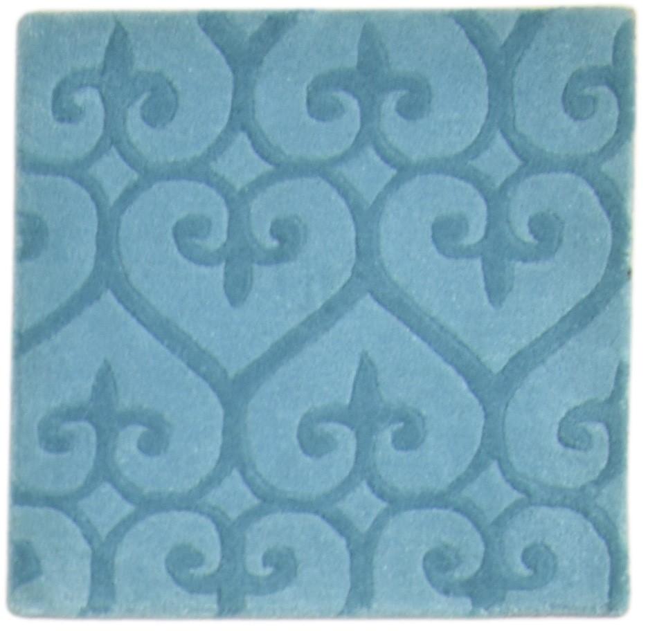 Blue Wool Rug 2' X 2' Modern Hand Tufted Moroccan Trellis Small Carpet   7864131354773