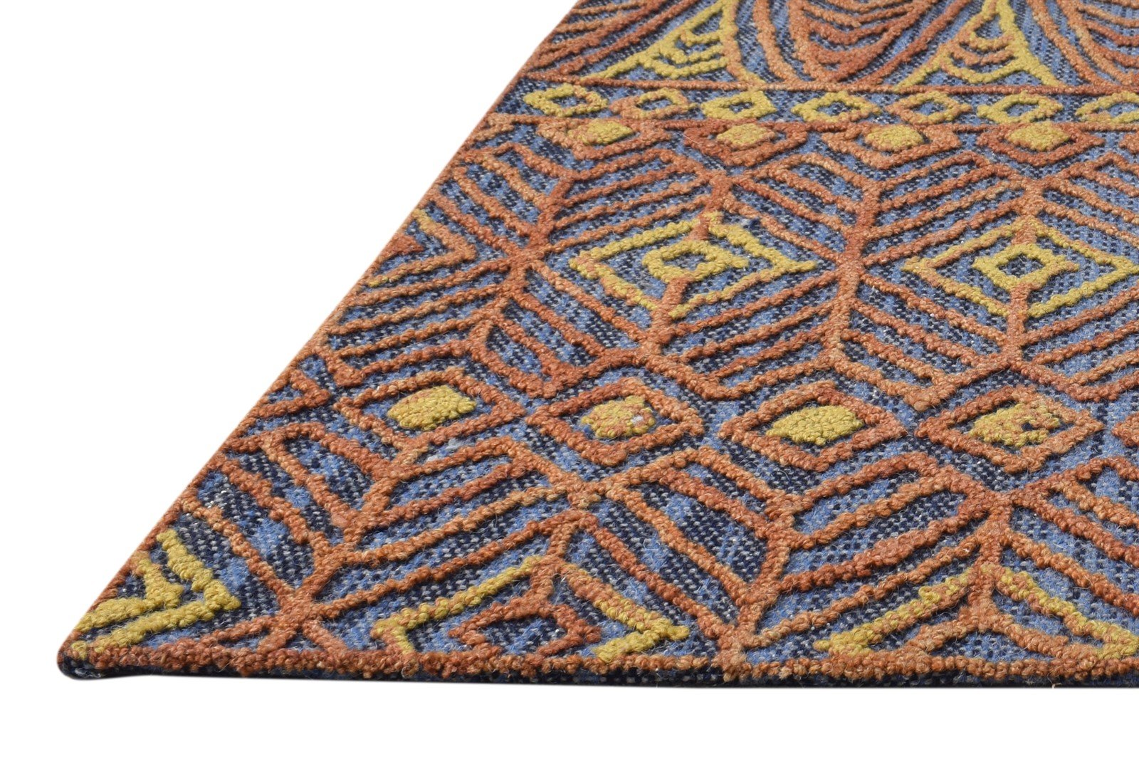 Blue Wool Rug 2' X 3' Modern Hand Tufted Scandinavian Nordic Small Carpet   7865179963541