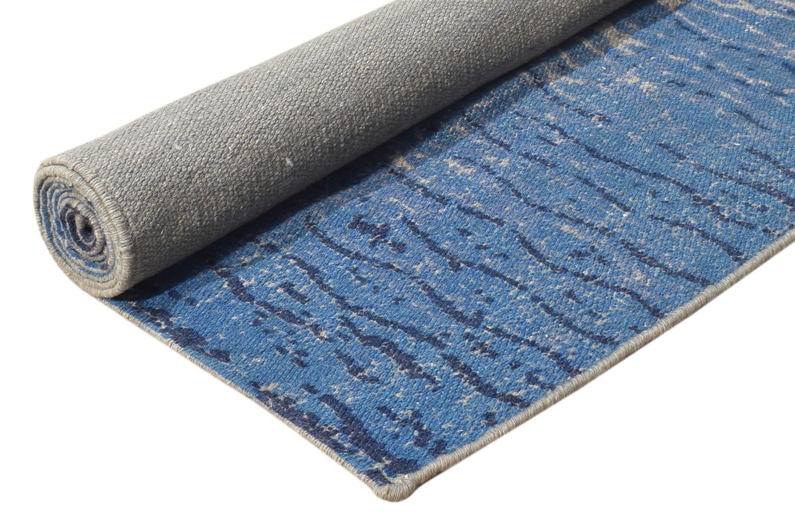 Blue Wool Rug 4' X 6' Modern Dhurrie American Abstract Room Size Carpet   7865166626965