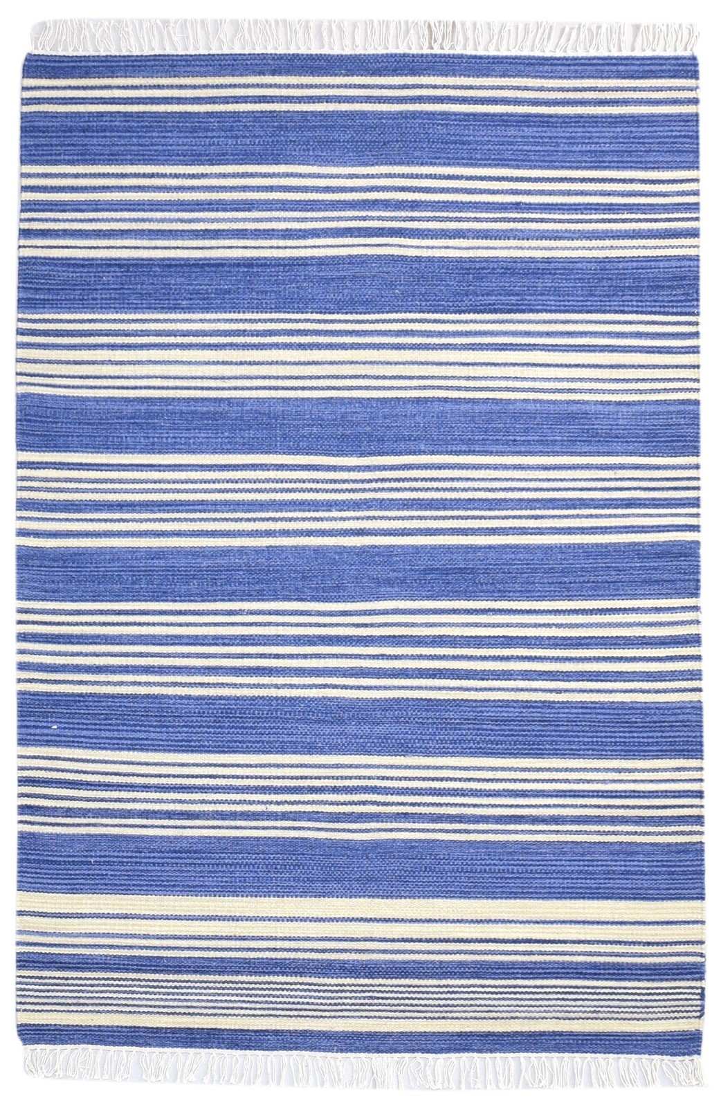 Blue Wool Rug 4' X 6' Modern Dhurrie Bohemian Striped Room Size Carpet   7865000951957
