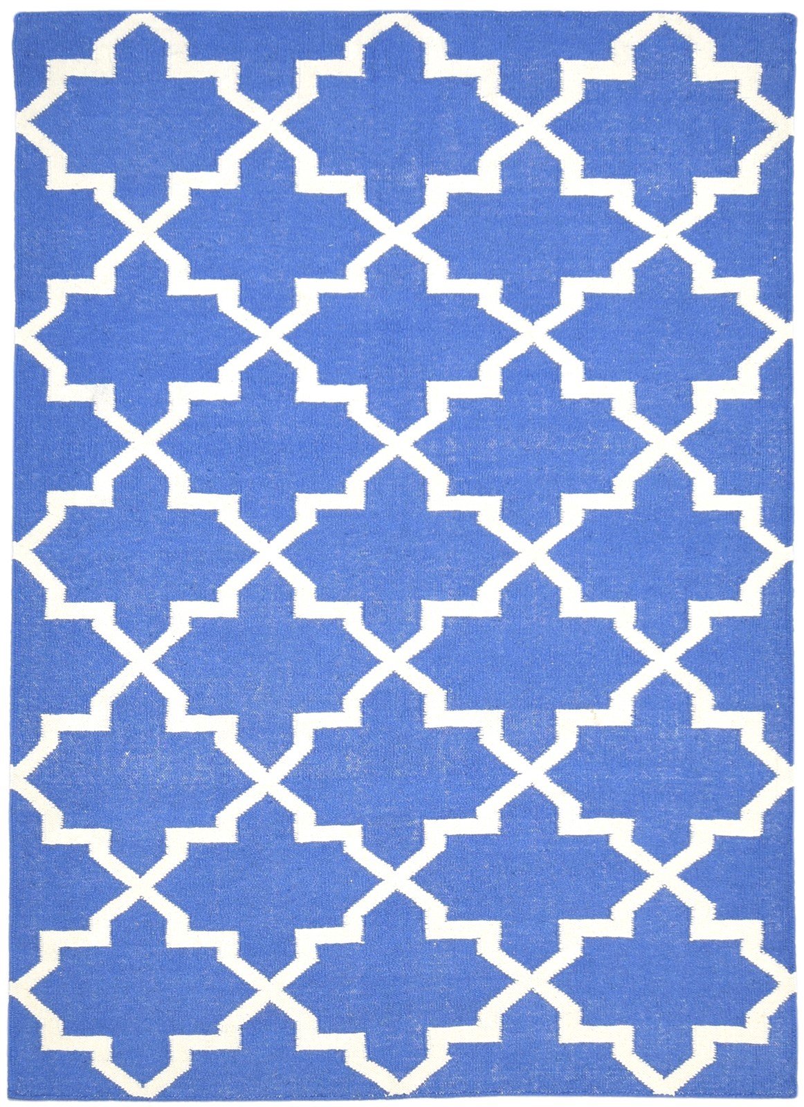 Blue Wool Rug 5' X 7' Modern Dhurrie Moroccan Trellis Room Size Carpet   7864470208661