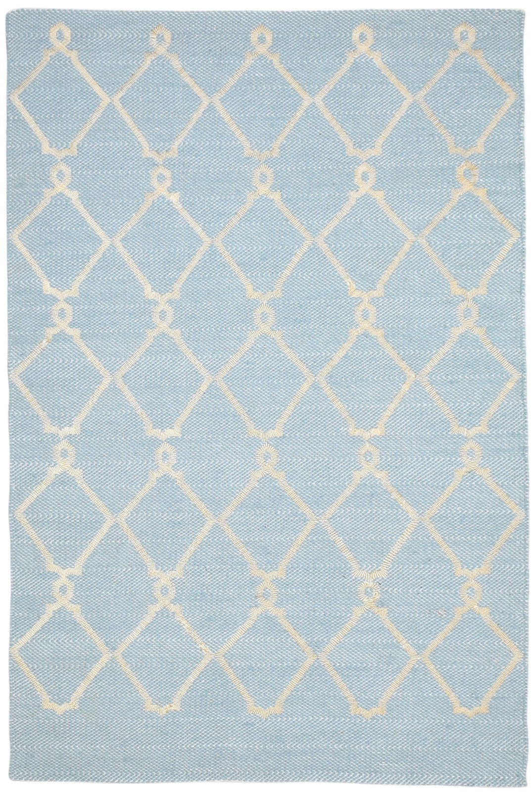 Blue Wool Rug 5' X 7' Modern Dhurrie Moroccan Trellis Room Size Carpet   7864480727189