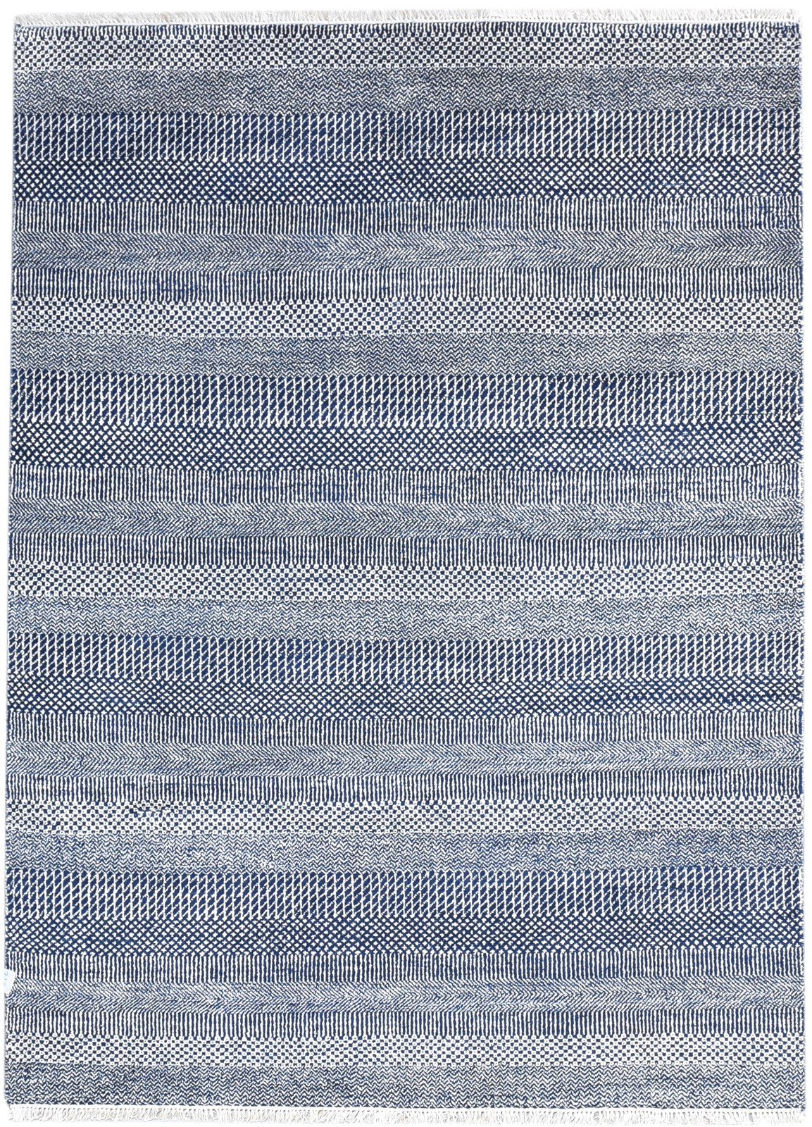 Blue Wool Rug 5' X 7' Modern Hand Knotted Agra Grass Trellis Room Size Carpet   7864609767573