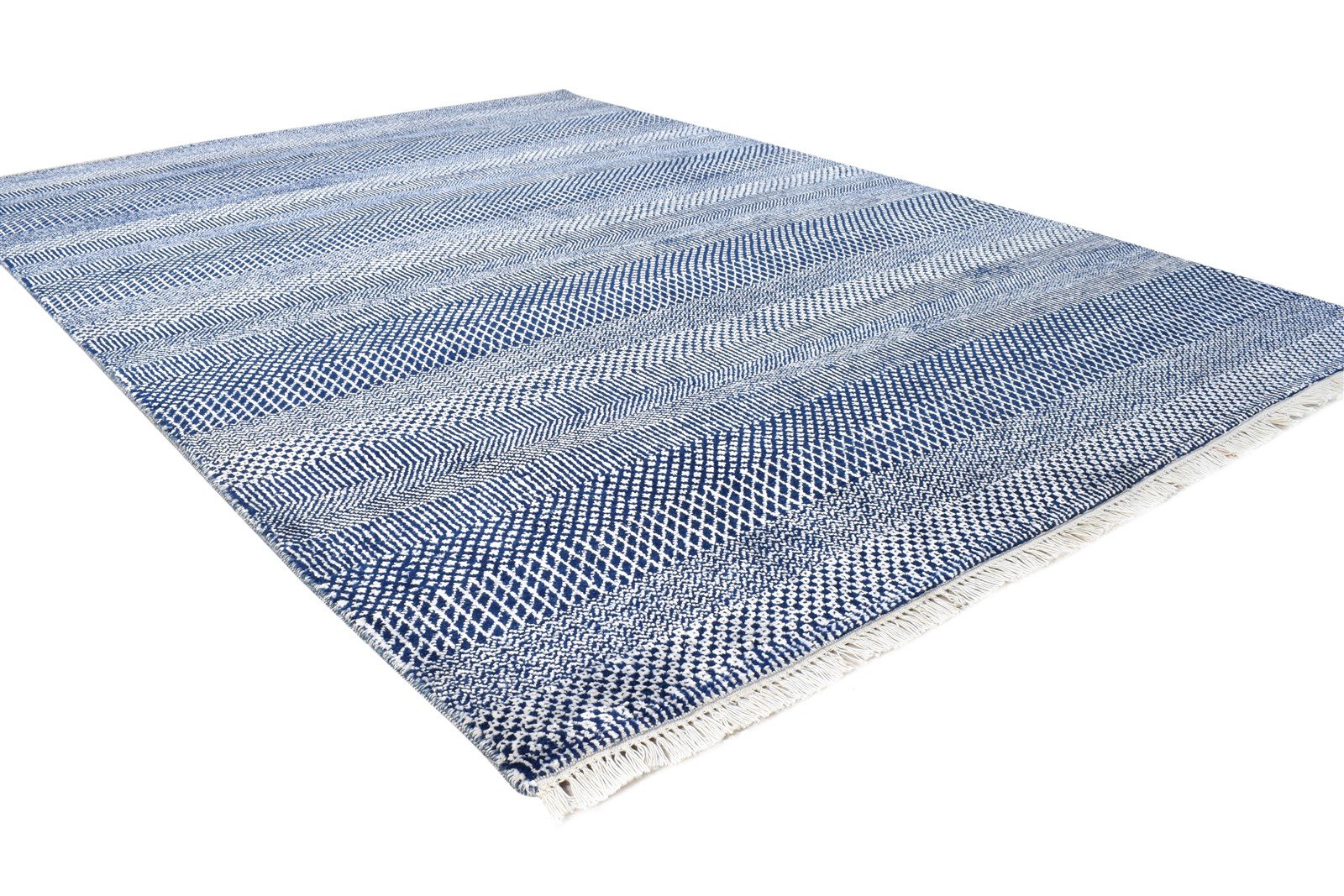 Blue Wool Rug 5' X 7' Modern Hand Knotted Agra Grass Trellis Room Size Carpet   7864609767573