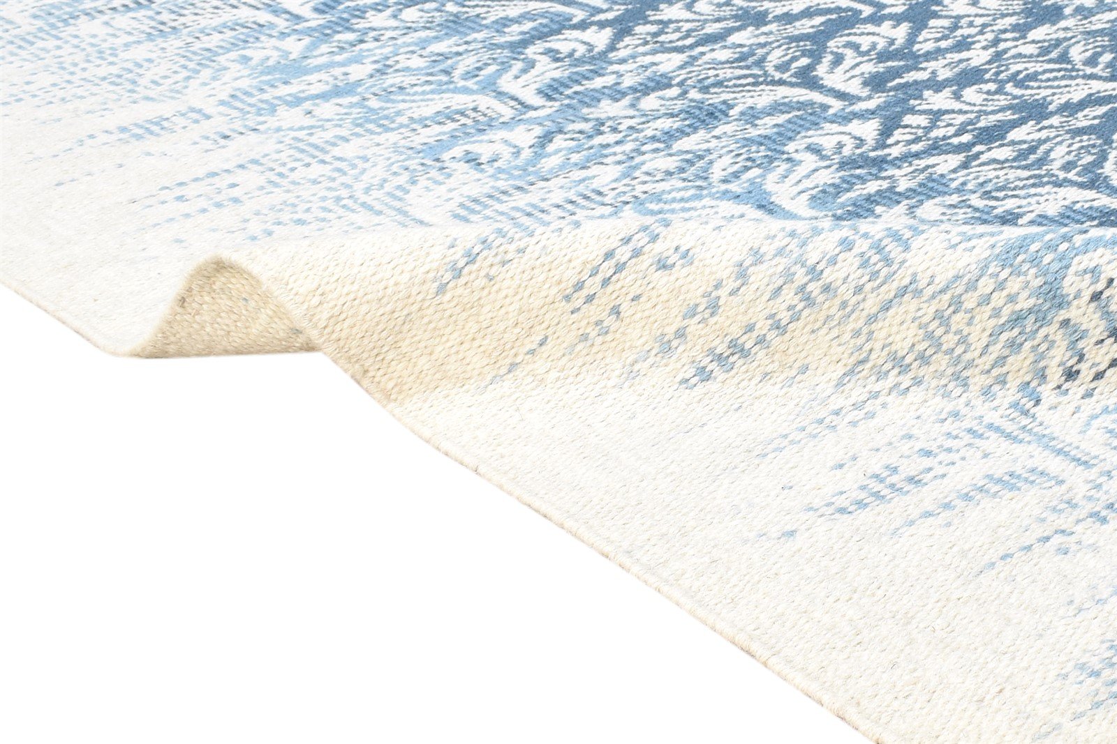 Farrah Blue Wool Rug 5' X 8' Modern Dhurrie American Abstract   7865053708437