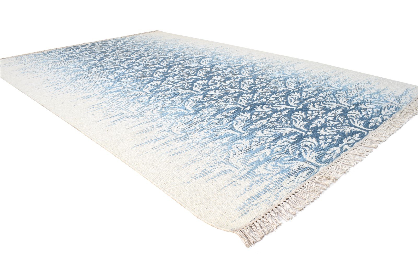 Farrah Blue Wool Rug 5' X 8' Modern Dhurrie American Abstract   7865053708437