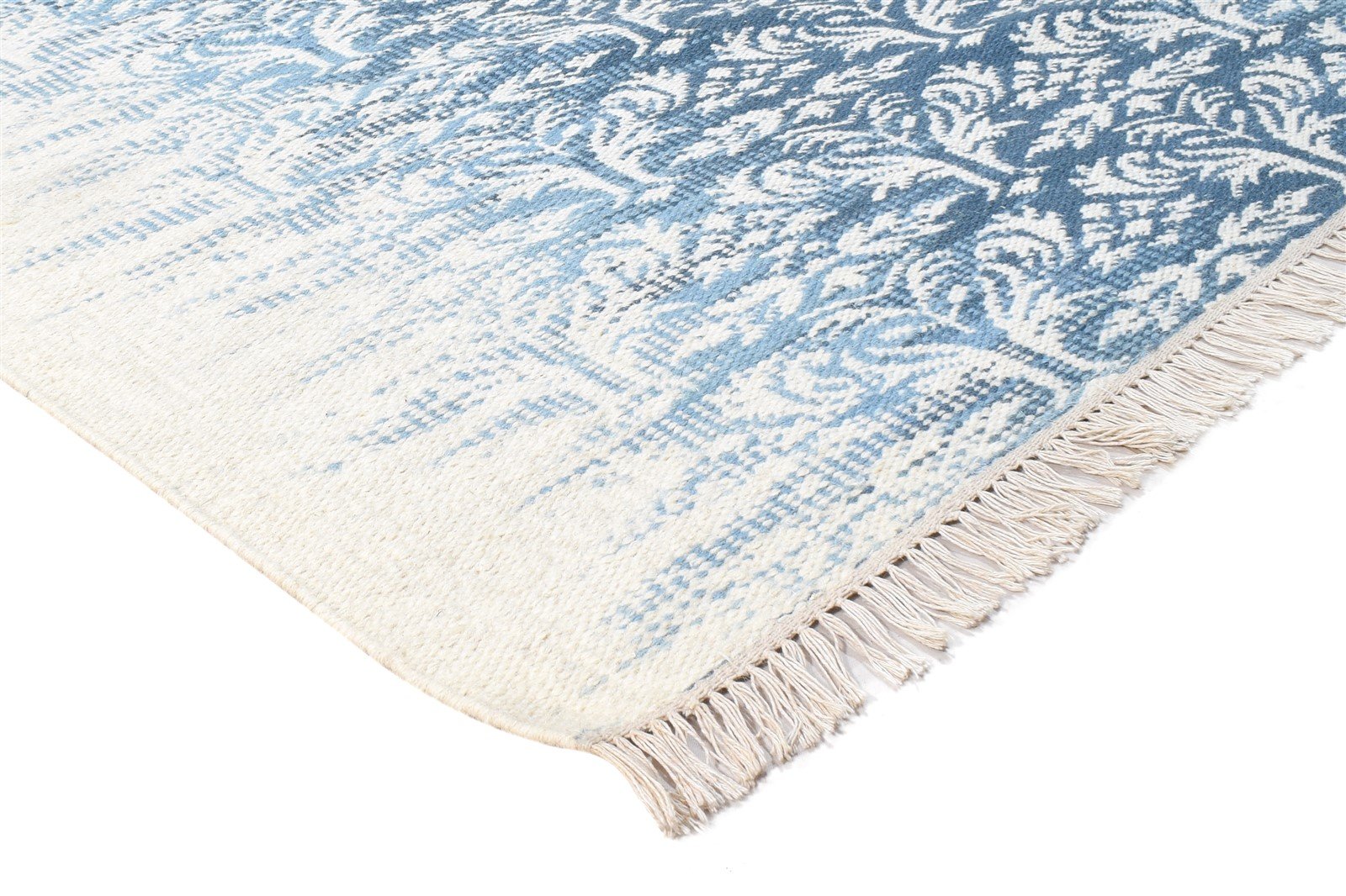Farrah Blue Wool Rug 5' X 8' Modern Dhurrie American Abstract   7865053708437