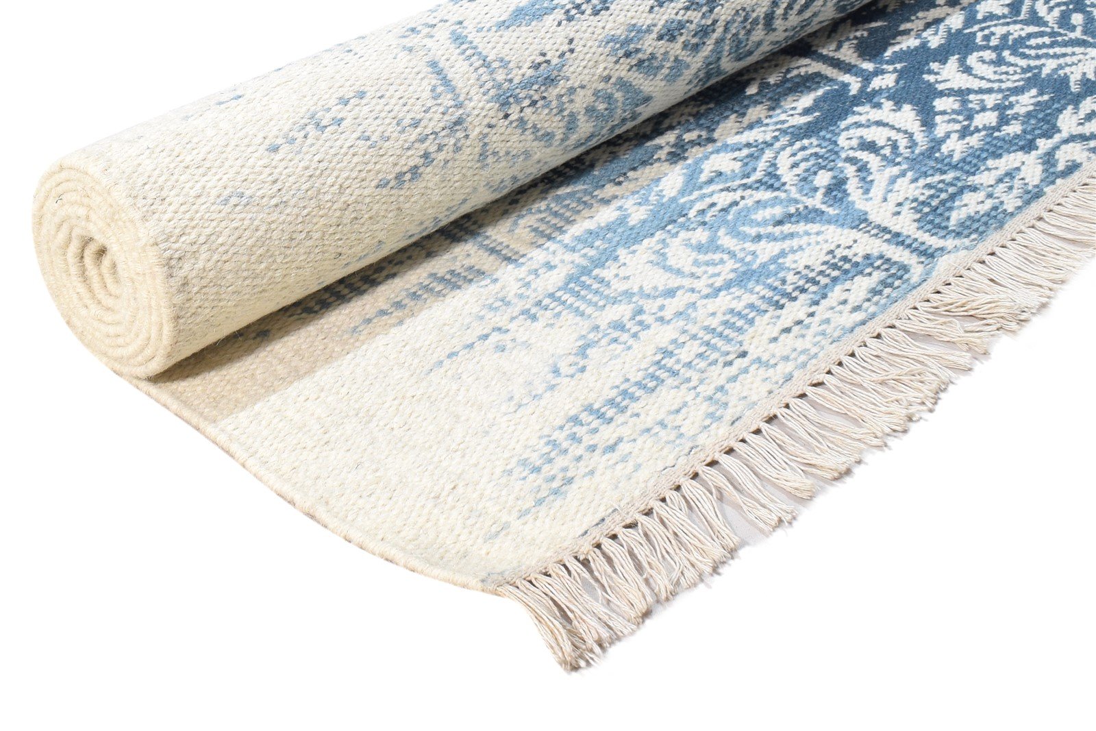 Farrah Blue Wool Rug 5' X 8' Modern Dhurrie American Abstract   7865053708437
