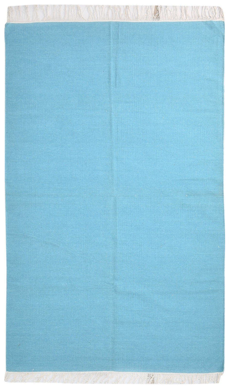 Blue Wool Rug 5' X 8' Modern Dhurrie Scandinavian Solid Room Size Carpet   7865195069589