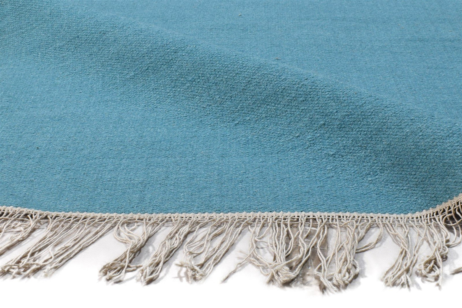 Blue Wool Rug 5' X 8' Modern Dhurrie Scandinavian Solid Room Size Carpet   7865195069589