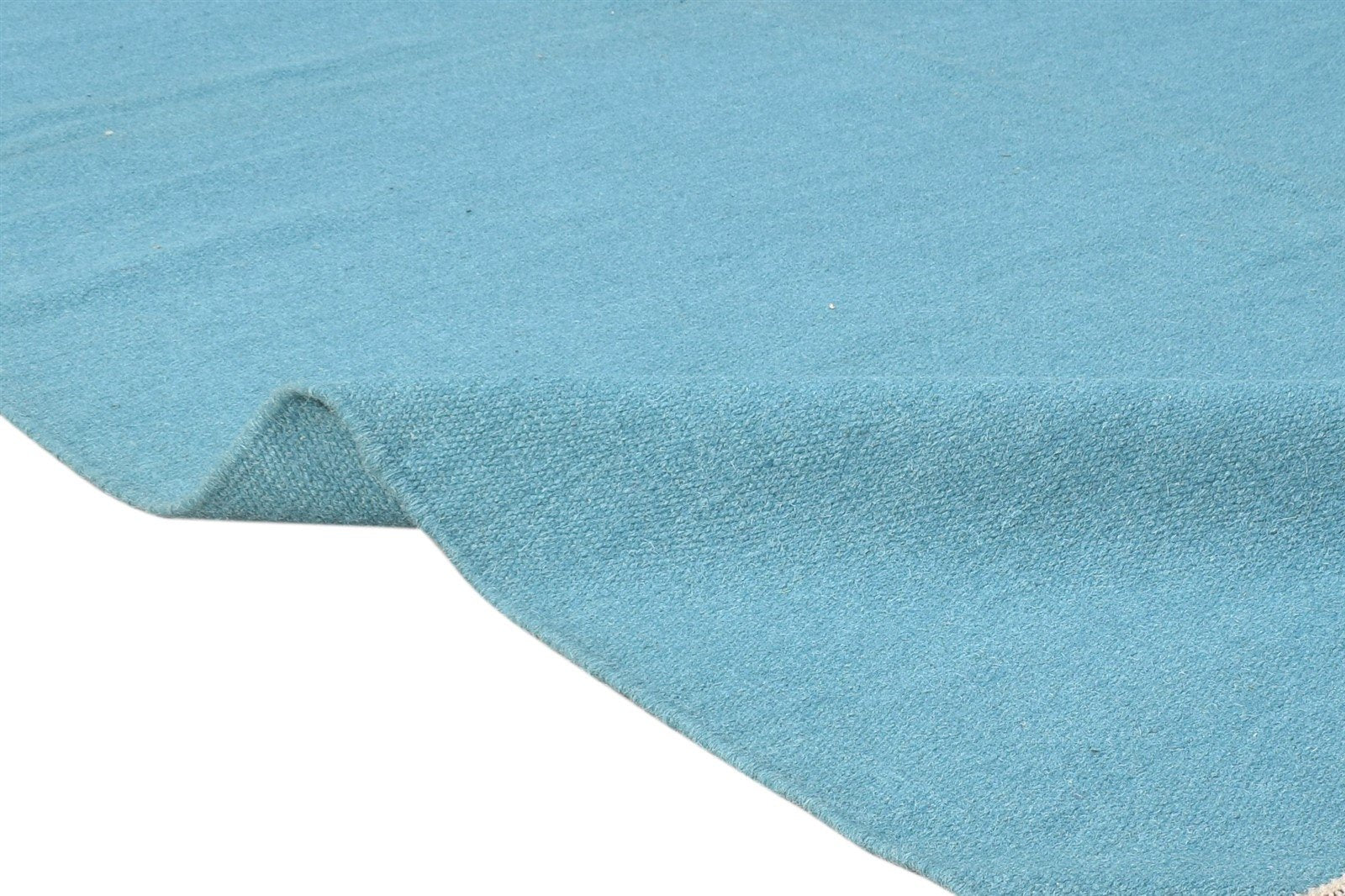 Blue Wool Rug 5' X 8' Modern Dhurrie Scandinavian Solid Room Size Carpet   7865195069589