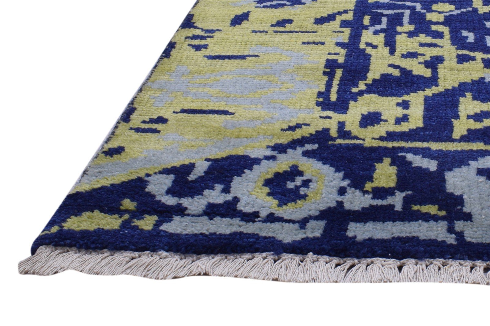 Blue Wool Rug 5' X 8' Modern Hand Knotted Heriz-Indian Abstract Room Size Carpet   7864088789141