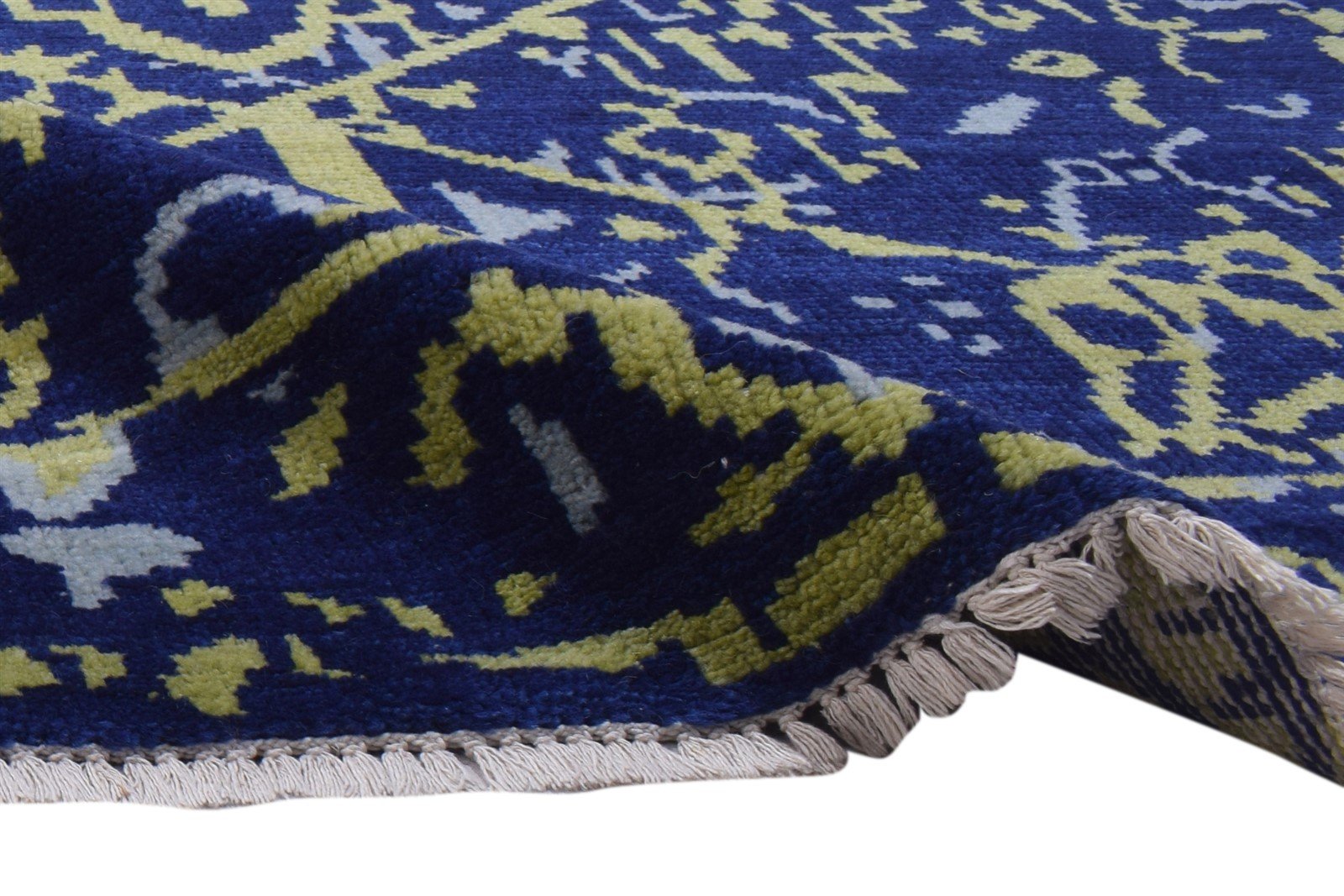 Blue Wool Rug 5' X 8' Modern Hand Knotted Heriz-Indian Abstract Room Size Carpet   7864088789141