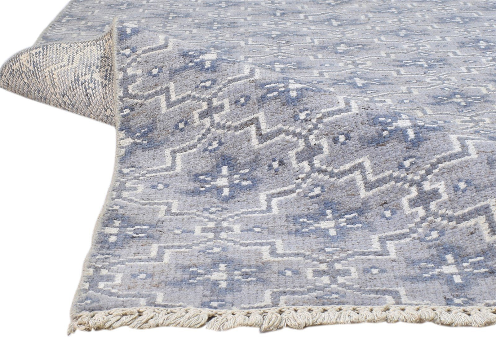 Blue Wool Rug 5' X 8' Modern Hand Knotted Indian Stars Room Size Carpet   7860677771413