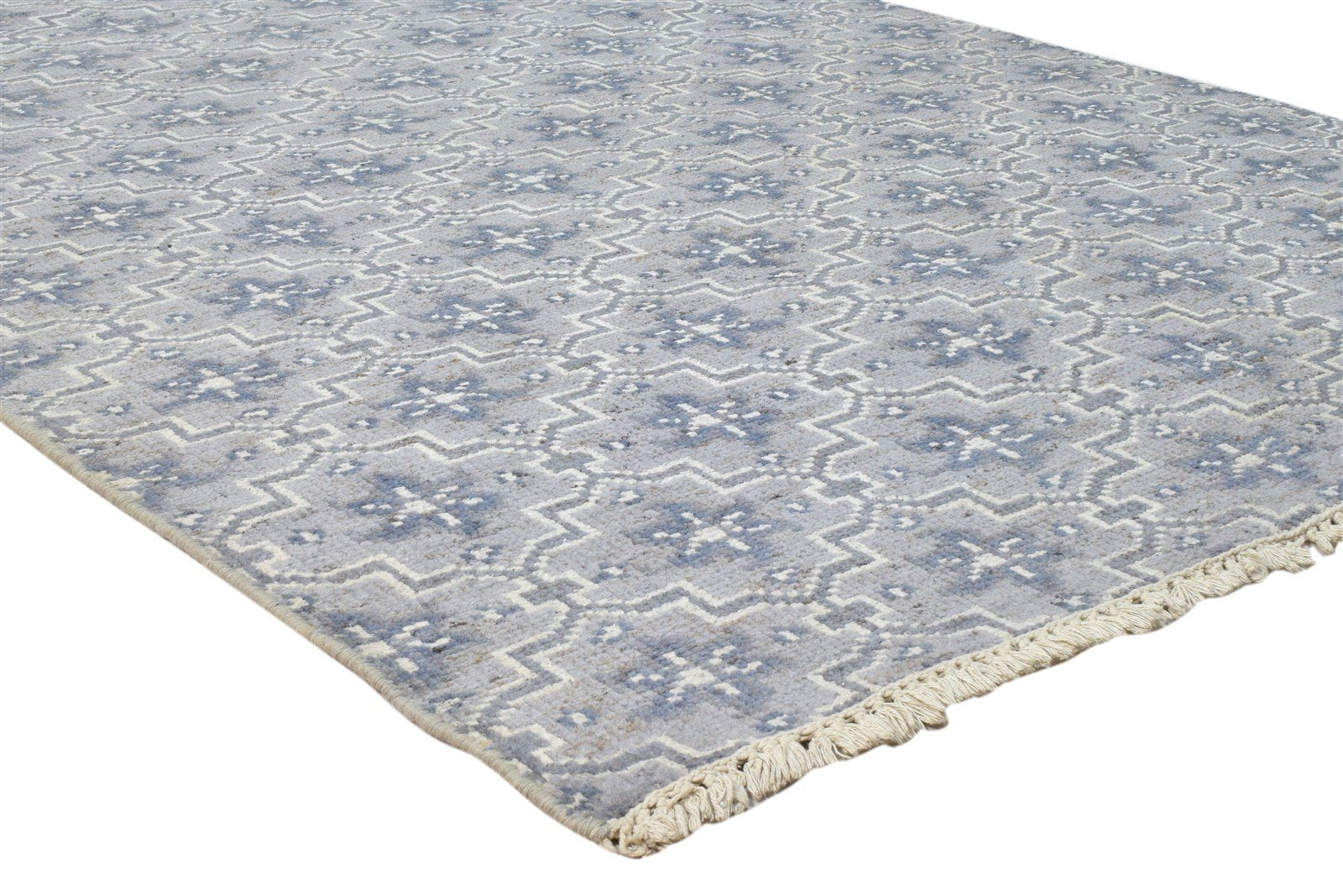 Blue Wool Rug 5' X 8' Modern Hand Knotted Indian Stars Room Size Carpet   7860677771413