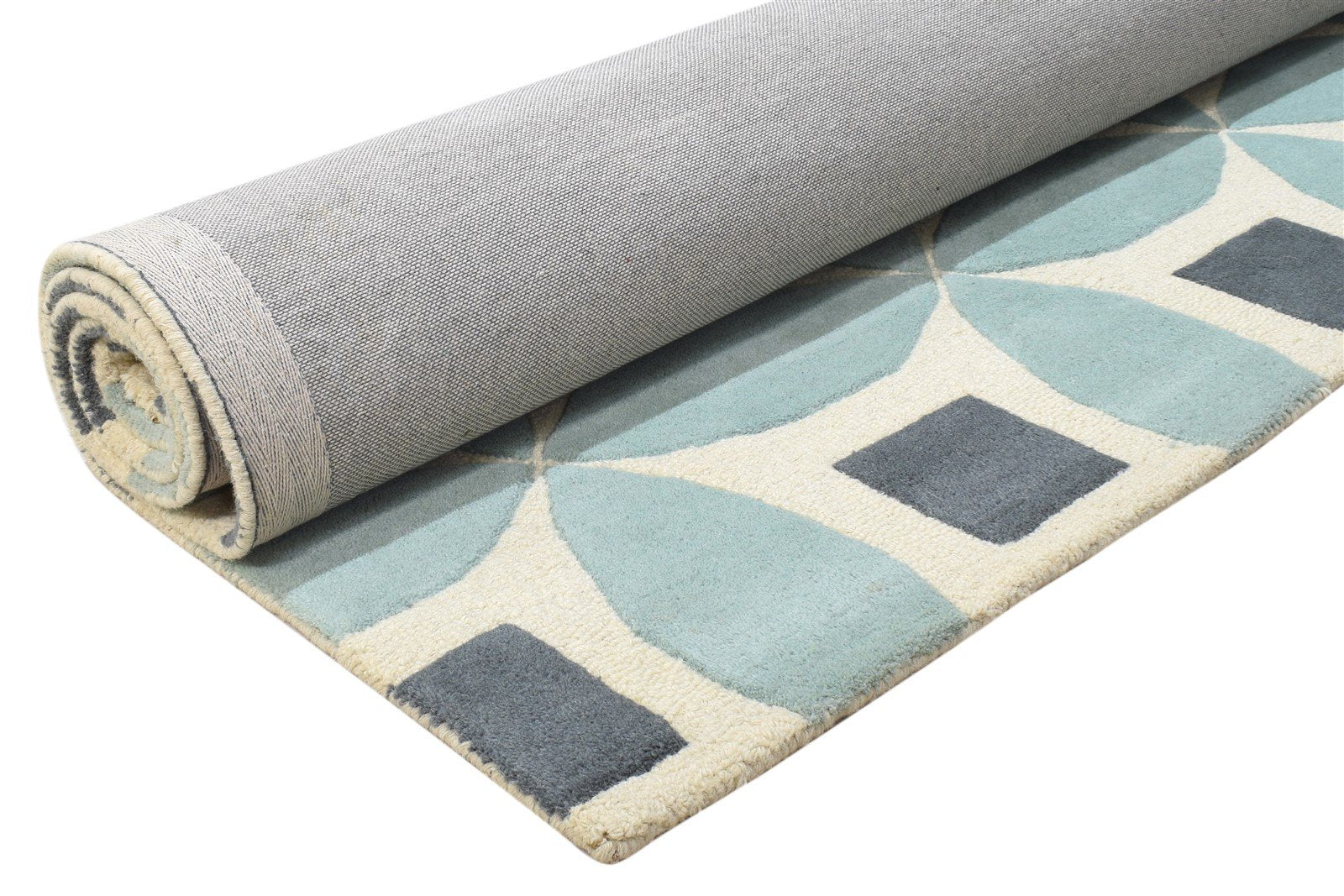 Blue Wool Rug 5' X 8' Modern Hand Tufted Moroccan Geometric Room Size Carpet   7864246567061