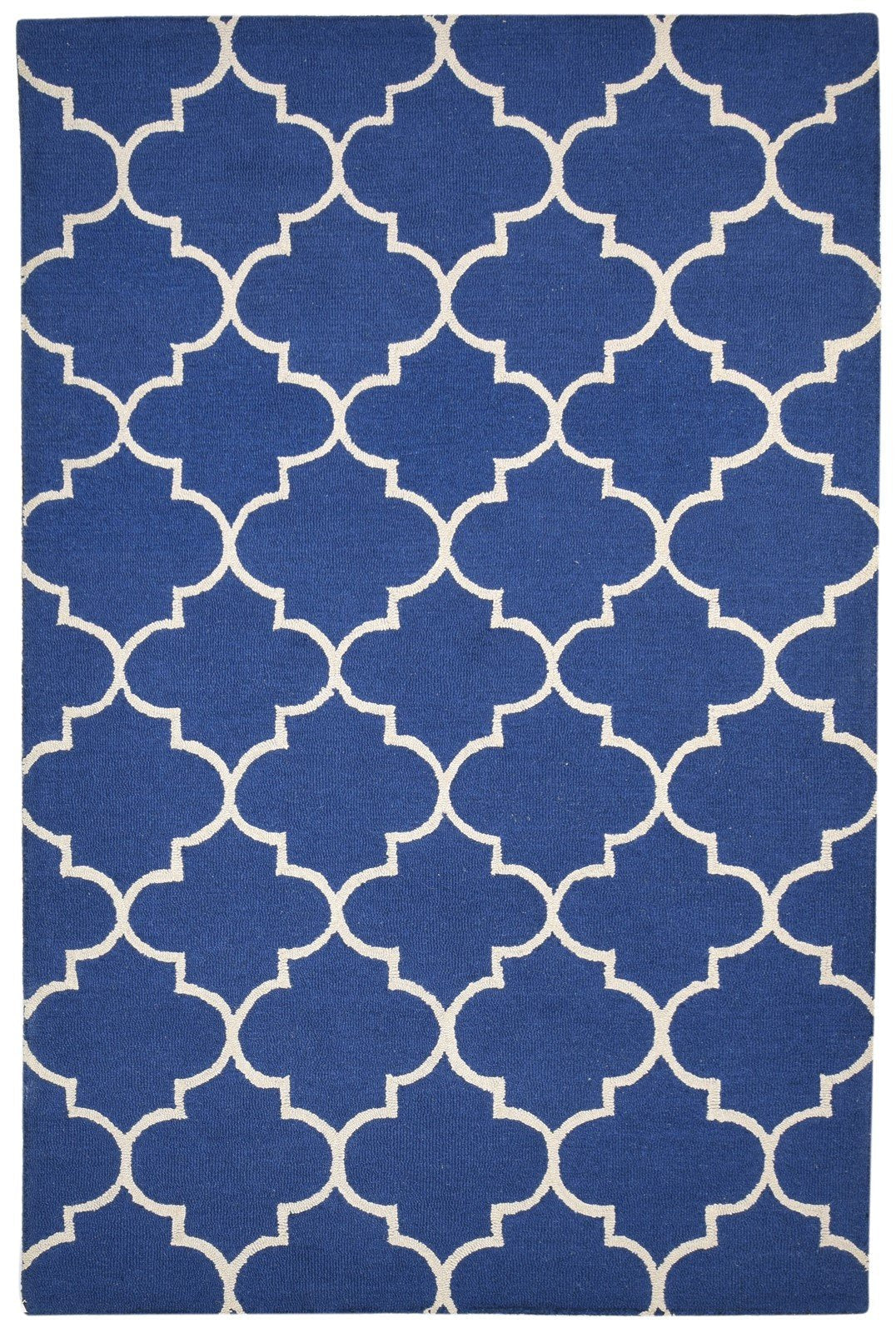 Blue Wool Rug 5' X 8' Modern Hand Tufted Moroccan Trellis Room Size Carpet   7864268521621