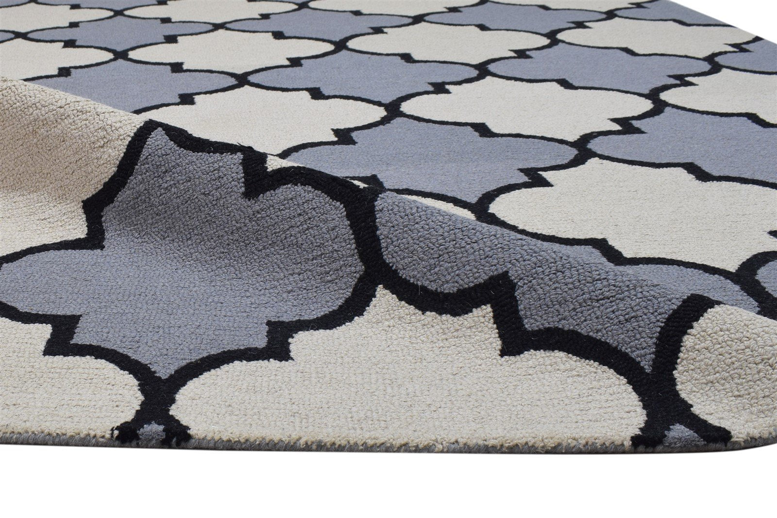 Blue Wool Rug 5' X 8' Modern Hand Tufted Moroccan Trellis Room Size Carpet   7864272748693