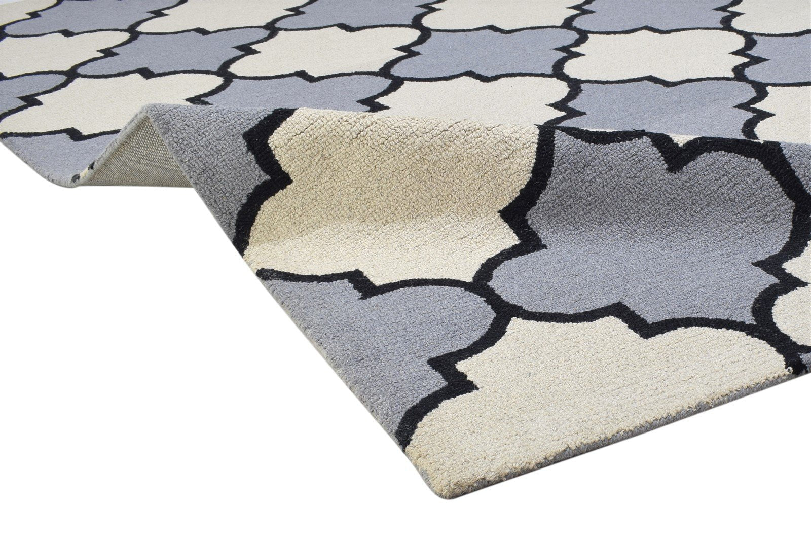 Blue Wool Rug 5' X 8' Modern Hand Tufted Moroccan Trellis Room Size Carpet   7864272748693