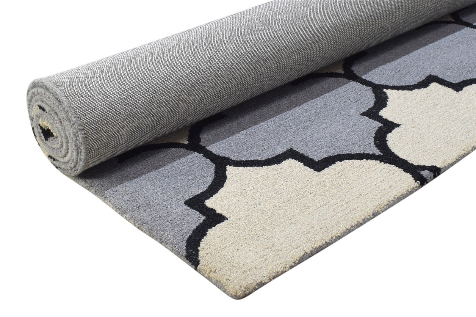 Blue Wool Rug 5' X 8' Modern Hand Tufted Moroccan Trellis Room Size Carpet   7864272748693