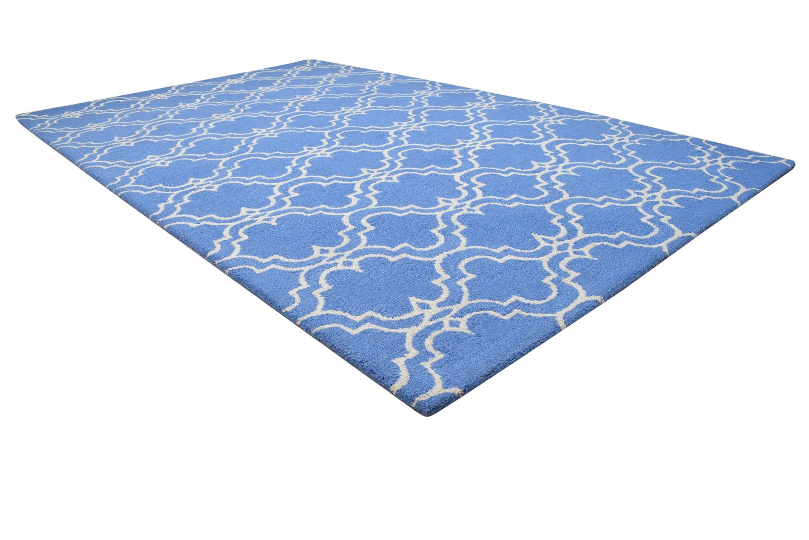 Blue Wool Rug 5' X 8' Modern Hand Tufted Moroccan Trellis Room Size Carpet   7864288346261