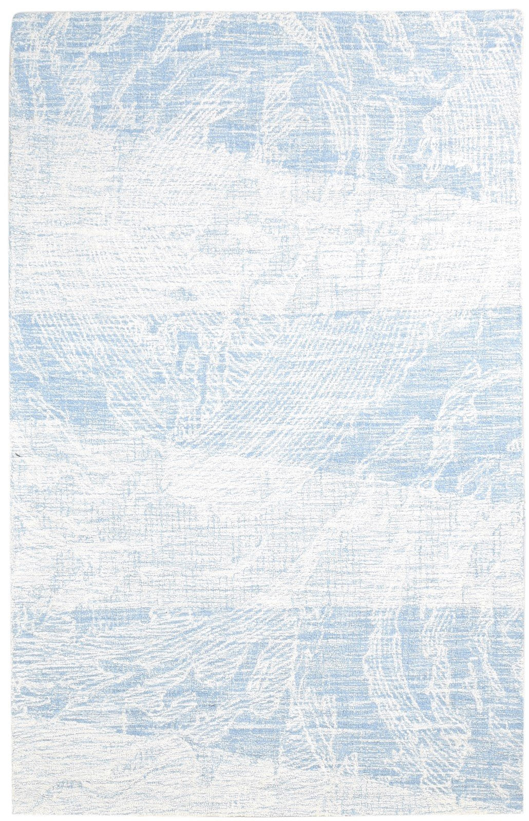 Blue Wool Rug 5' X 8' Modern Hand Tufted Scandinavian Abstract Room Size Carpet   7865112494229