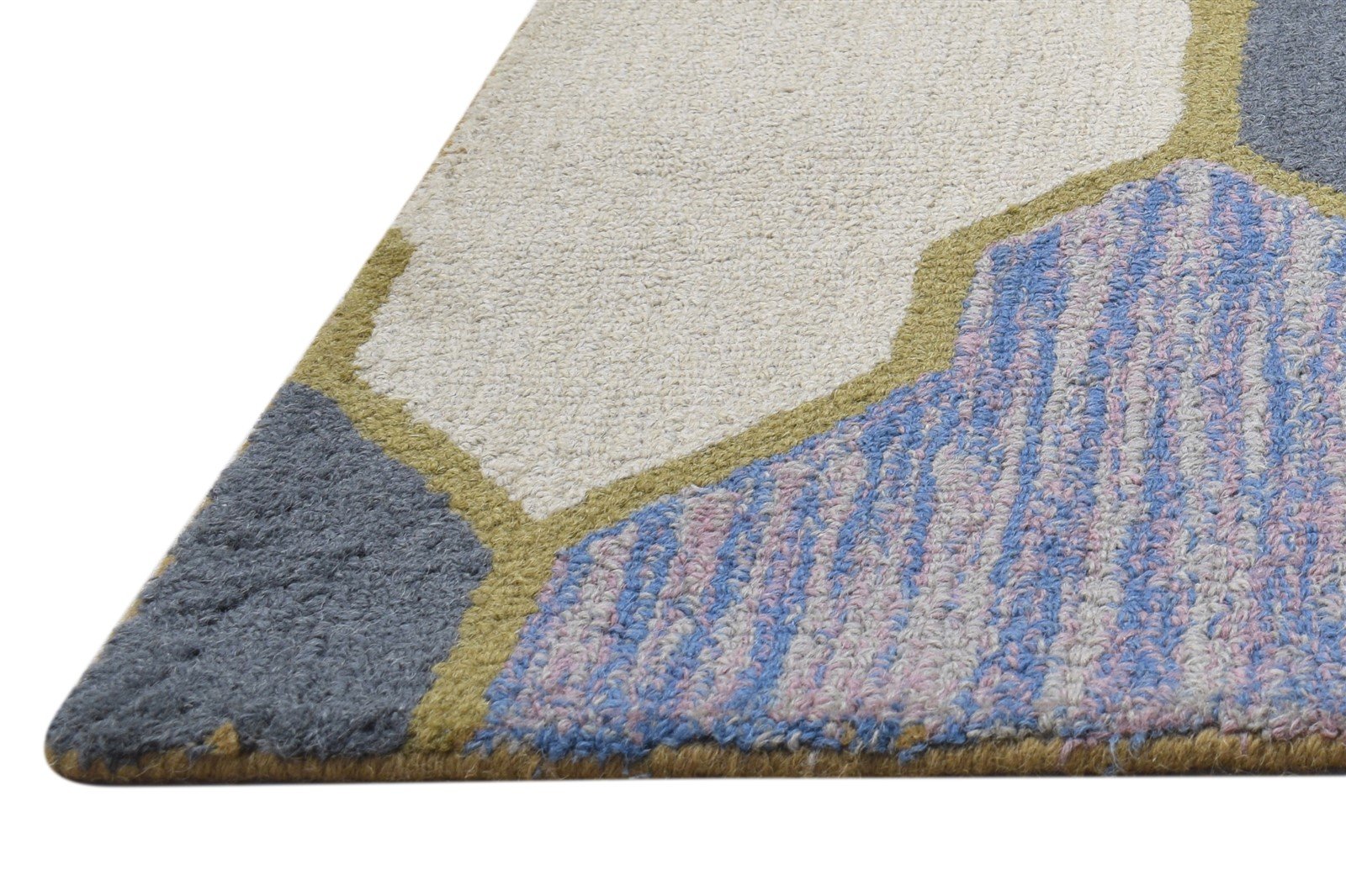 Blue Wool Rug 5' X 8' Modern Hand Tufted Scandinavian Trellis Room Size Carpet   7864096751765