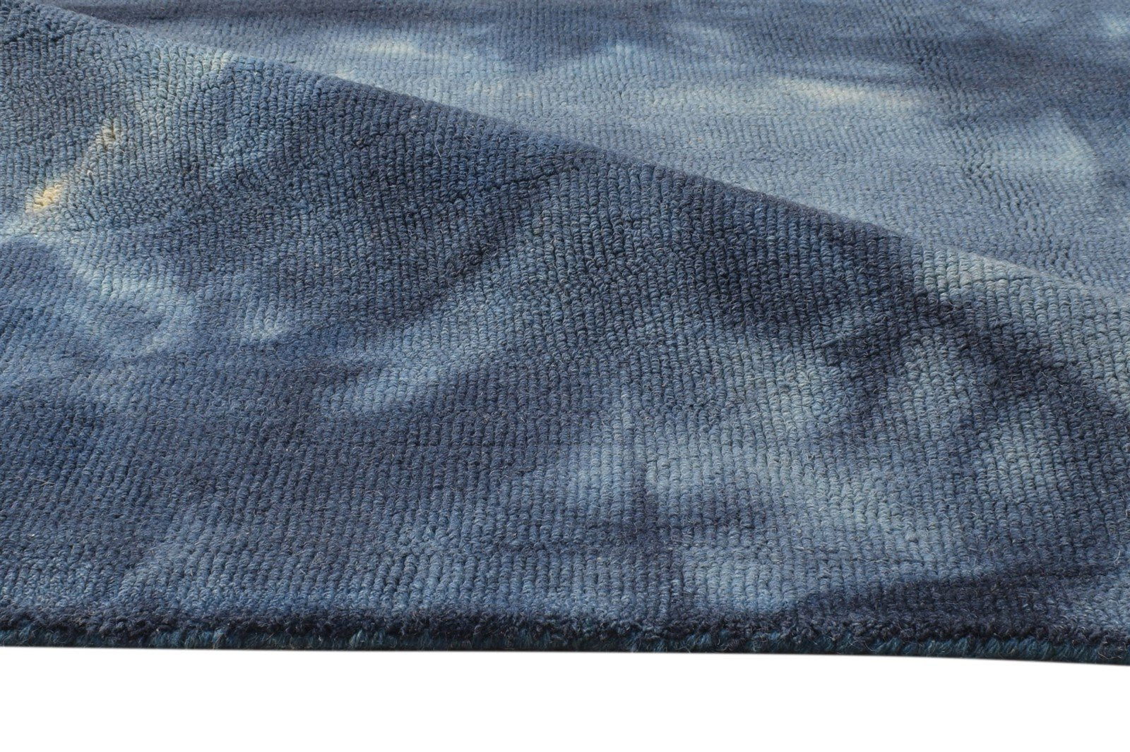 Blue Wool Rug 5' X 8' Modern Hand Tufted Shibori Tie Dye Room Size Carpet   7865200246933