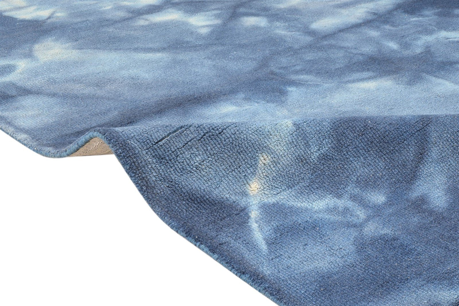Blue Wool Rug 5' X 8' Modern Hand Tufted Shibori Tie Dye Room Size Carpet   7865200246933