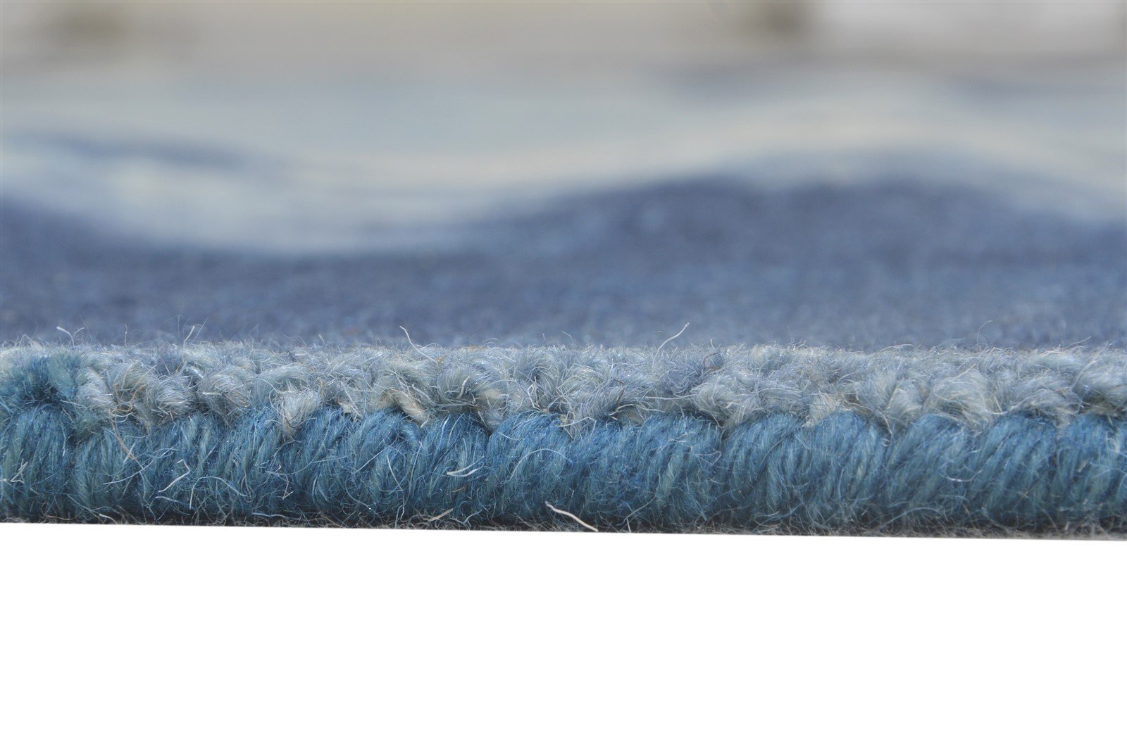 Blue Wool Rug 5' X 8' Modern Hand Tufted Shibori Tie Dye Room Size Carpet   7865201361045