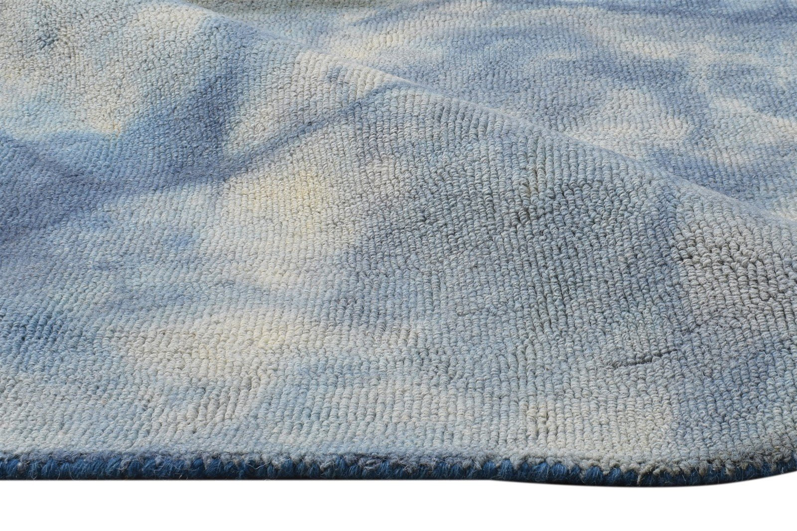 Blue Wool Rug 5' X 8' Modern Hand Tufted Shibori Tie Dye Room Size Carpet   7865203425429