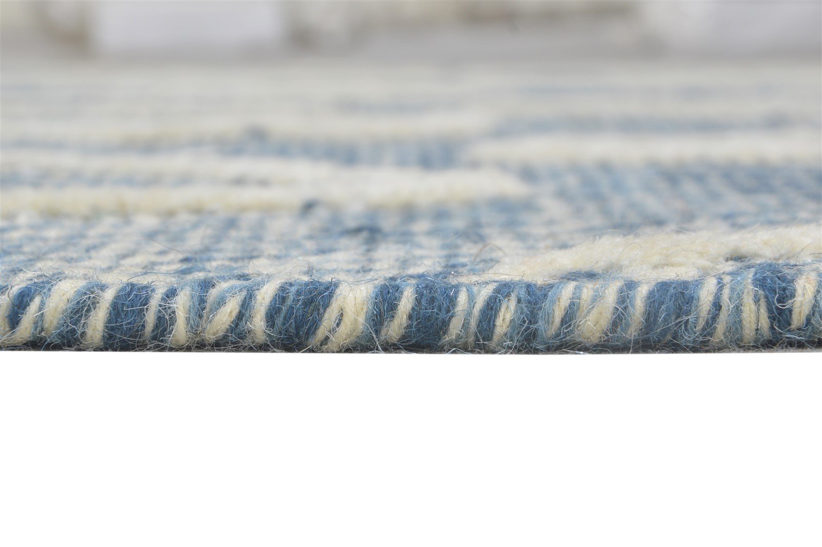 Blue Wool Rug 5' X 8' Modern Hand Woven Scandinavian Chevron Room Size Carpet   7865029001365
