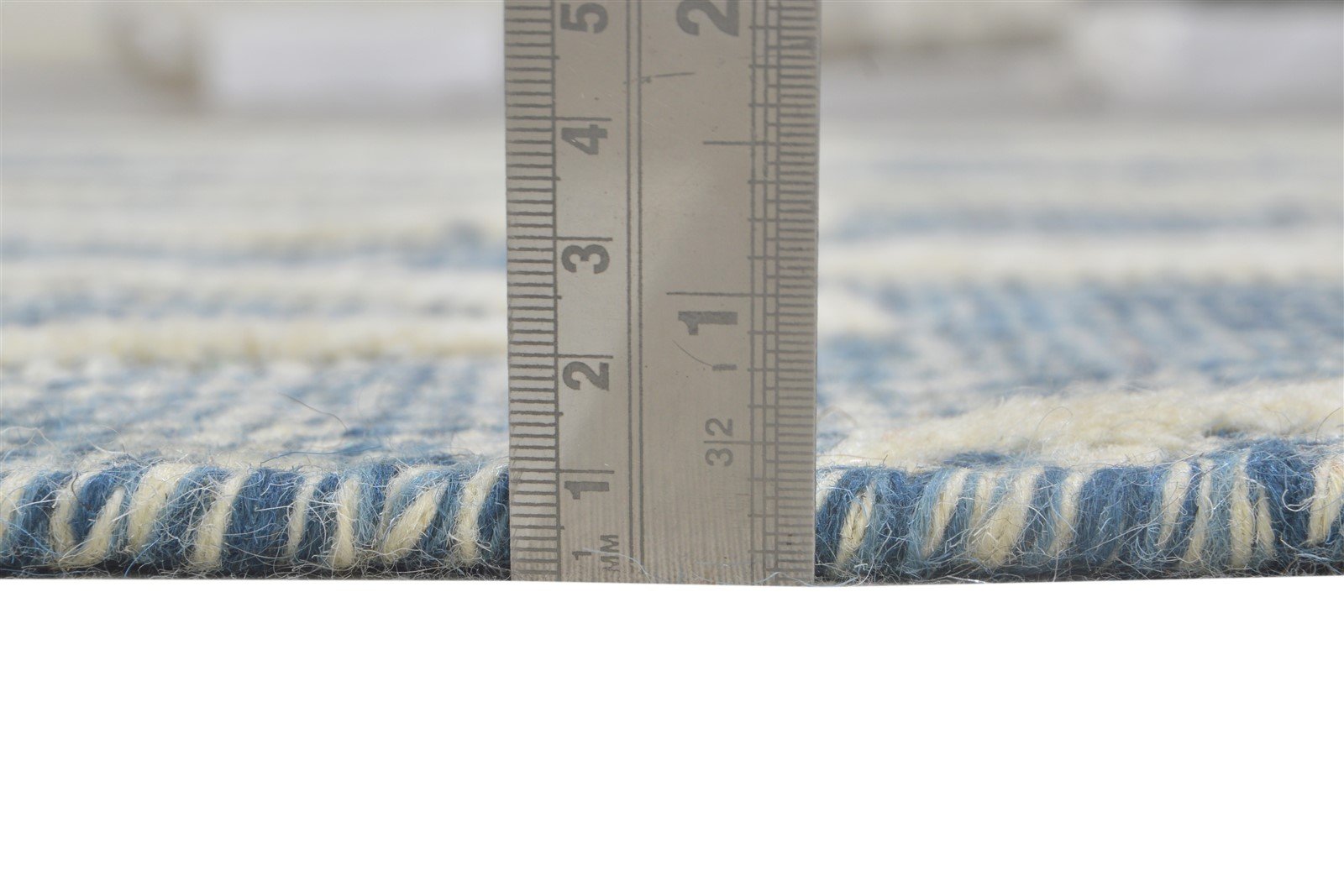 Blue Wool Rug 5' X 8' Modern Hand Woven Scandinavian Chevron Room Size Carpet   7865029001365