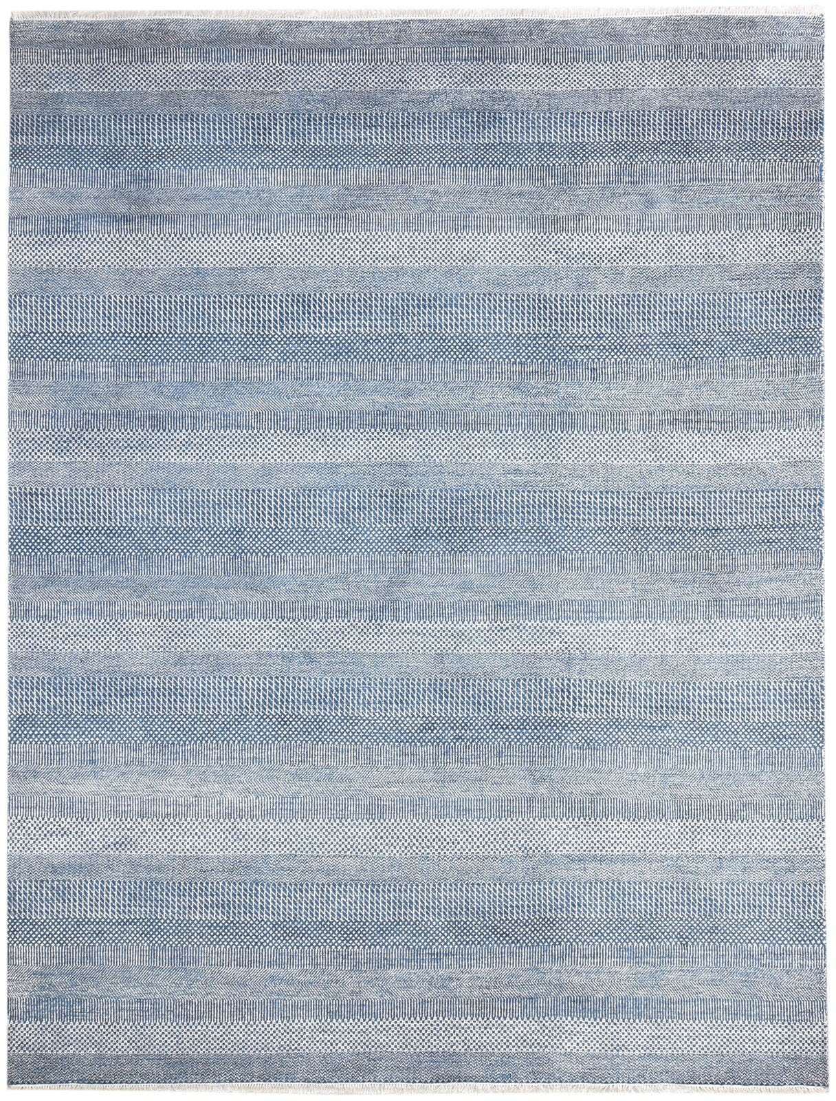 Blue Wool Rug 8' X 10' Modern Hand Knotted Agra Grass Trellis Large Carpet   7864596856981