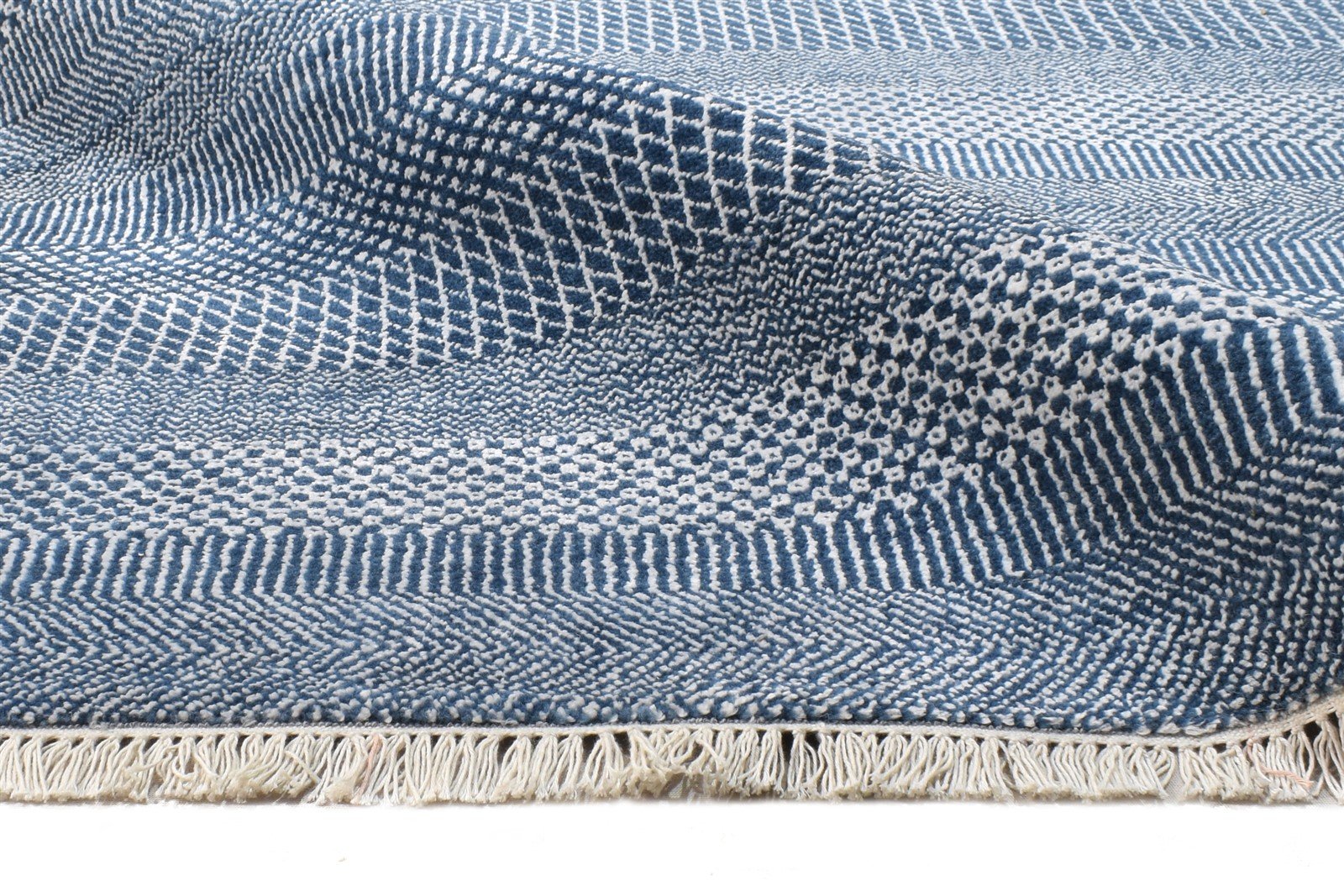 Guinna Blue Wool Rug 8' X 10' Modern Hand Knotted Agra Grass Trellis   7864596856981