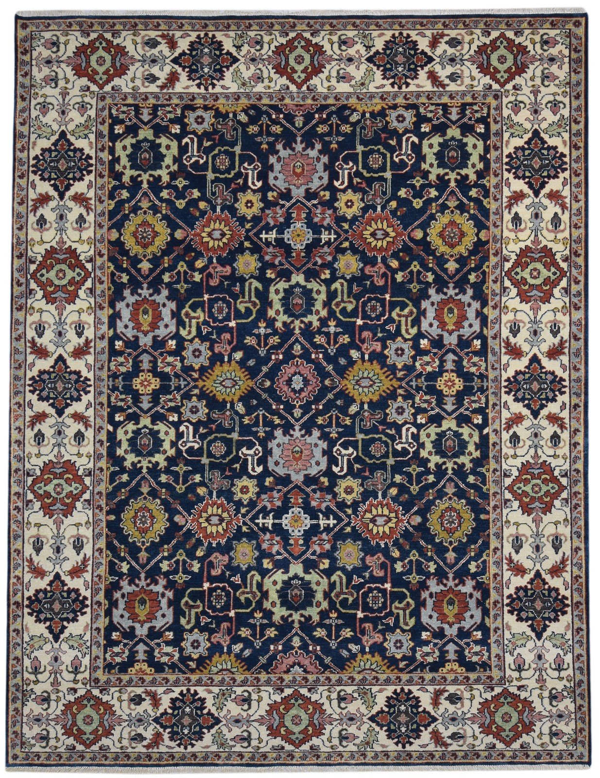 Blue Wool Rug 8' X 10' Persian Hand Knotted Kashan Oriental Large Carpet   7864193450133