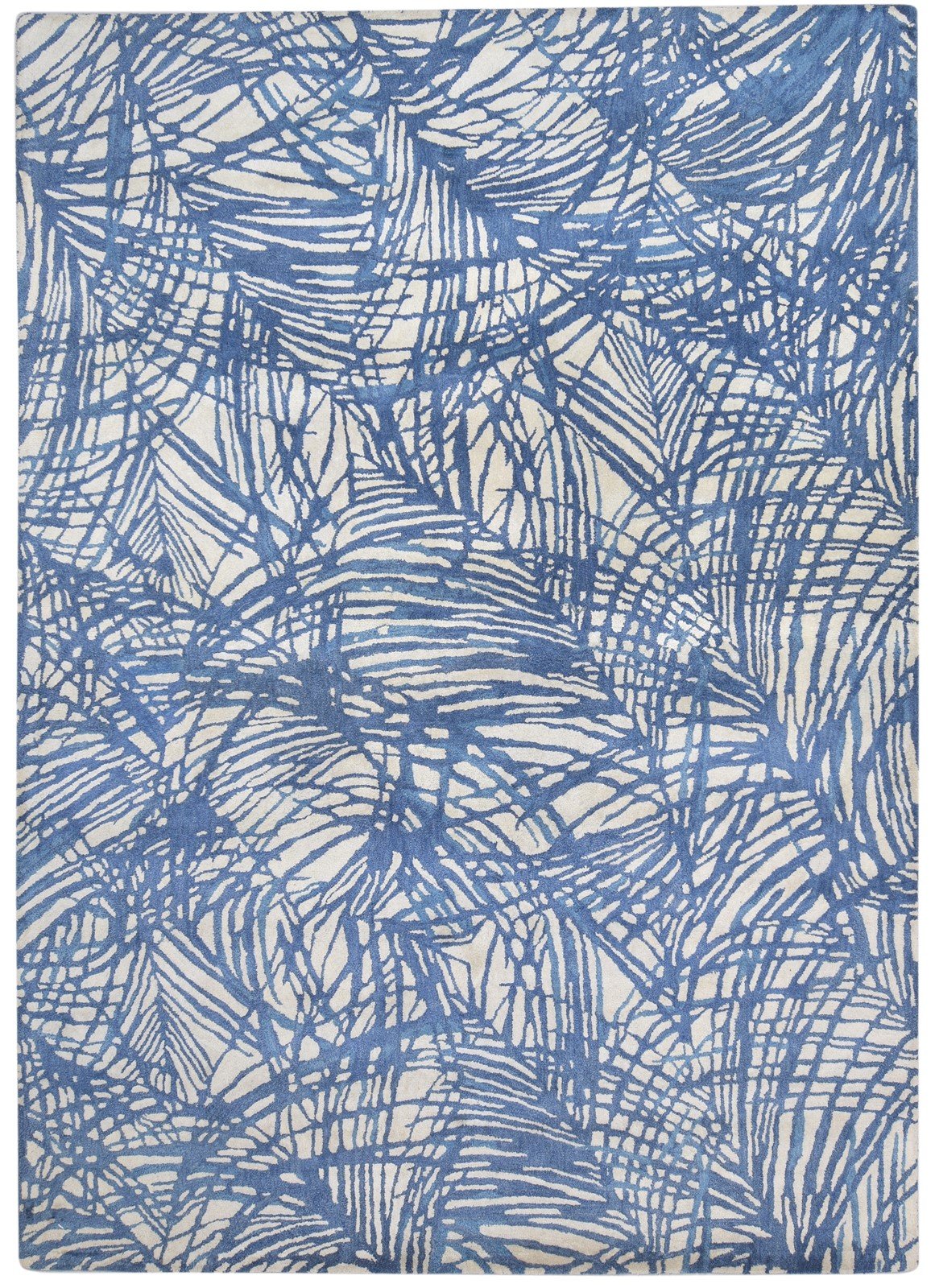 Blue Wool Rug 8' X 11' Modern Hand Tufted French Abstract Large Carpet   7864809259157