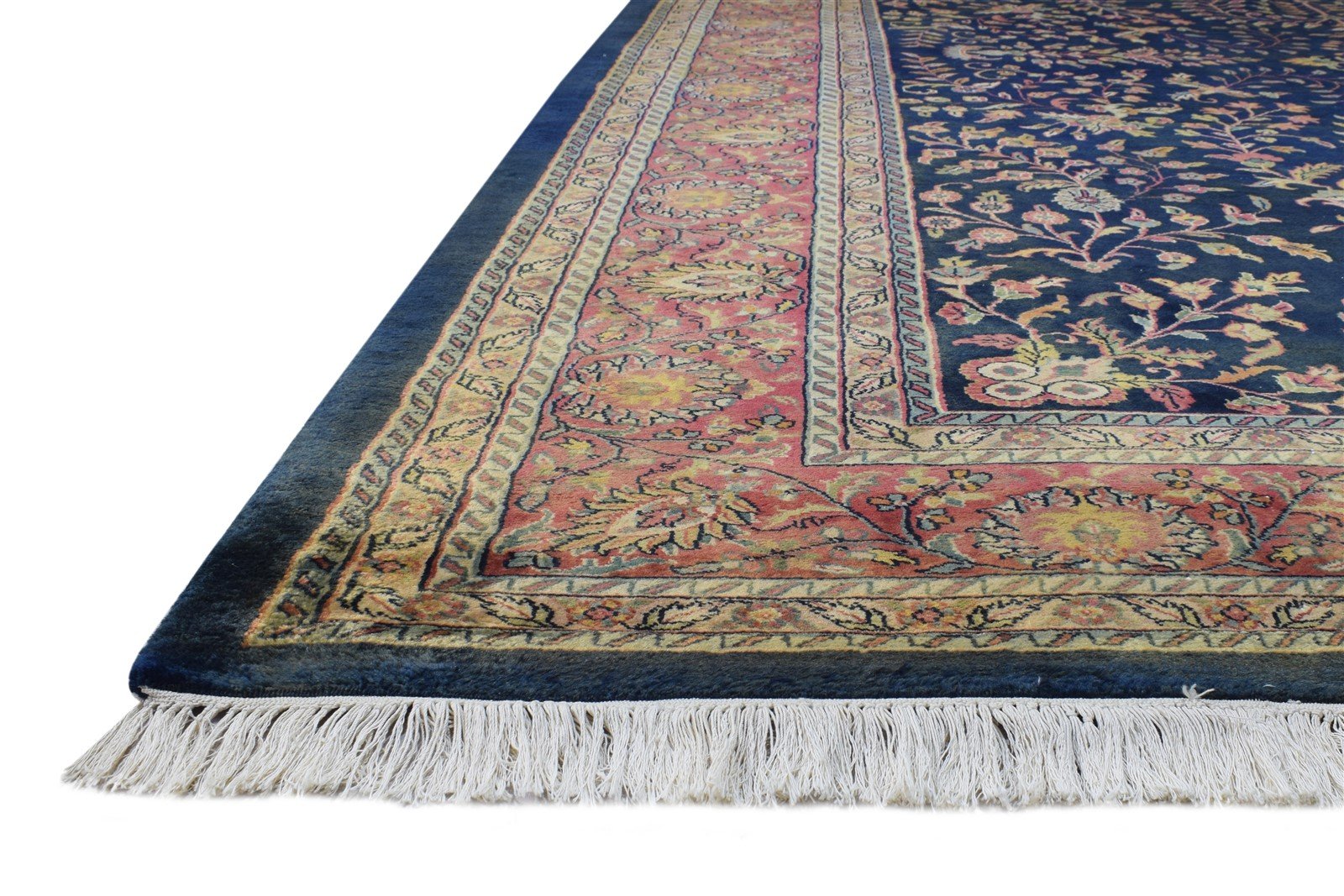 Blue Wool Rug 8' X 11' Persian Hand Knotted Sarouk-Indian Oriental Large Carpet   7865124487317